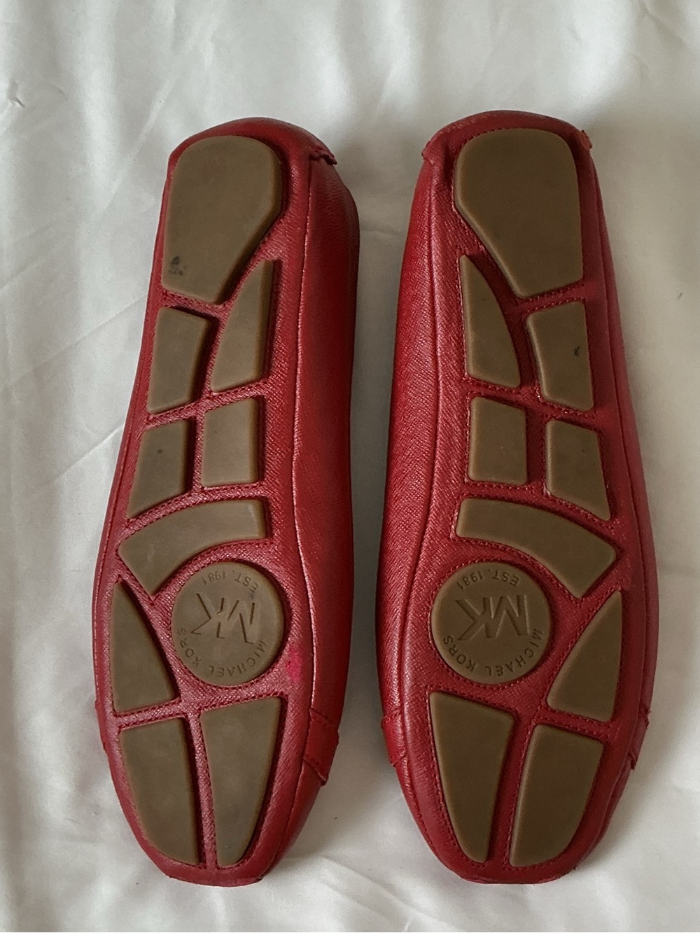 Michael Kors Red Leather MK Logo Slip-On Flats - Picture 5 of 6